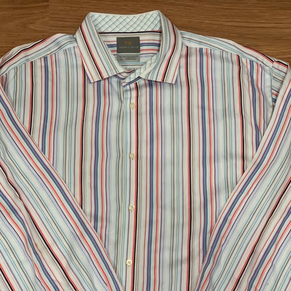Thomas Dean Striped Long Sleeve Dress Shirt XXL - Picture 3 of 6